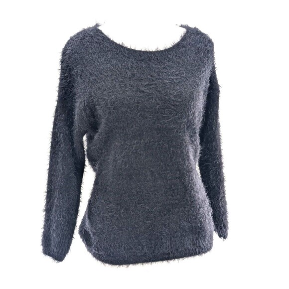 Love Tree Black Fuzzy Super Soft Womens Round Neck Sweater Size Medium - Picture 1 of 7